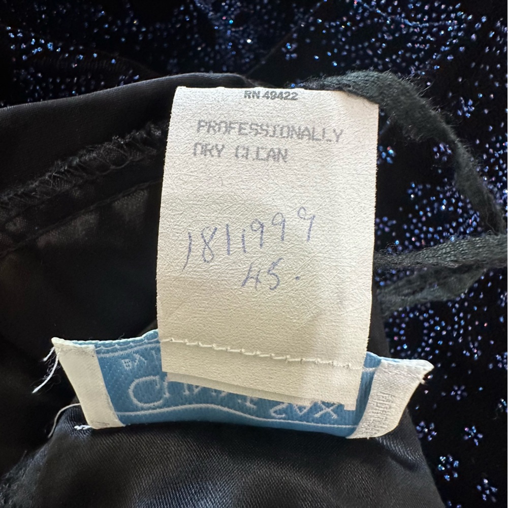 Vintage Gunne Sax Blue and Black Sparkly Long Sleeve Taffeta Formal Dress Size 8 - Picture 9 of 9